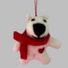 Felted polar bear with red heart